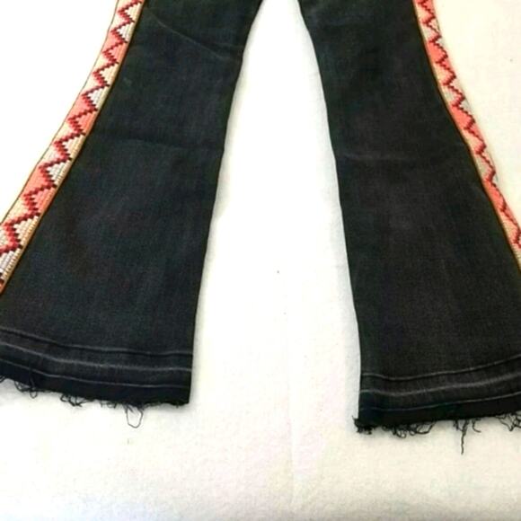 Veronica Beard Cropped Jeans Sz 24 BLACK Carolyn Baby Boot AZTEC TUXEDO Boho - Picture 7 of 16